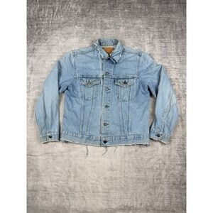 Levis‎ Jacket Mens 42 Blue denim Vtg 90s Type 3 trucker Distressed Western